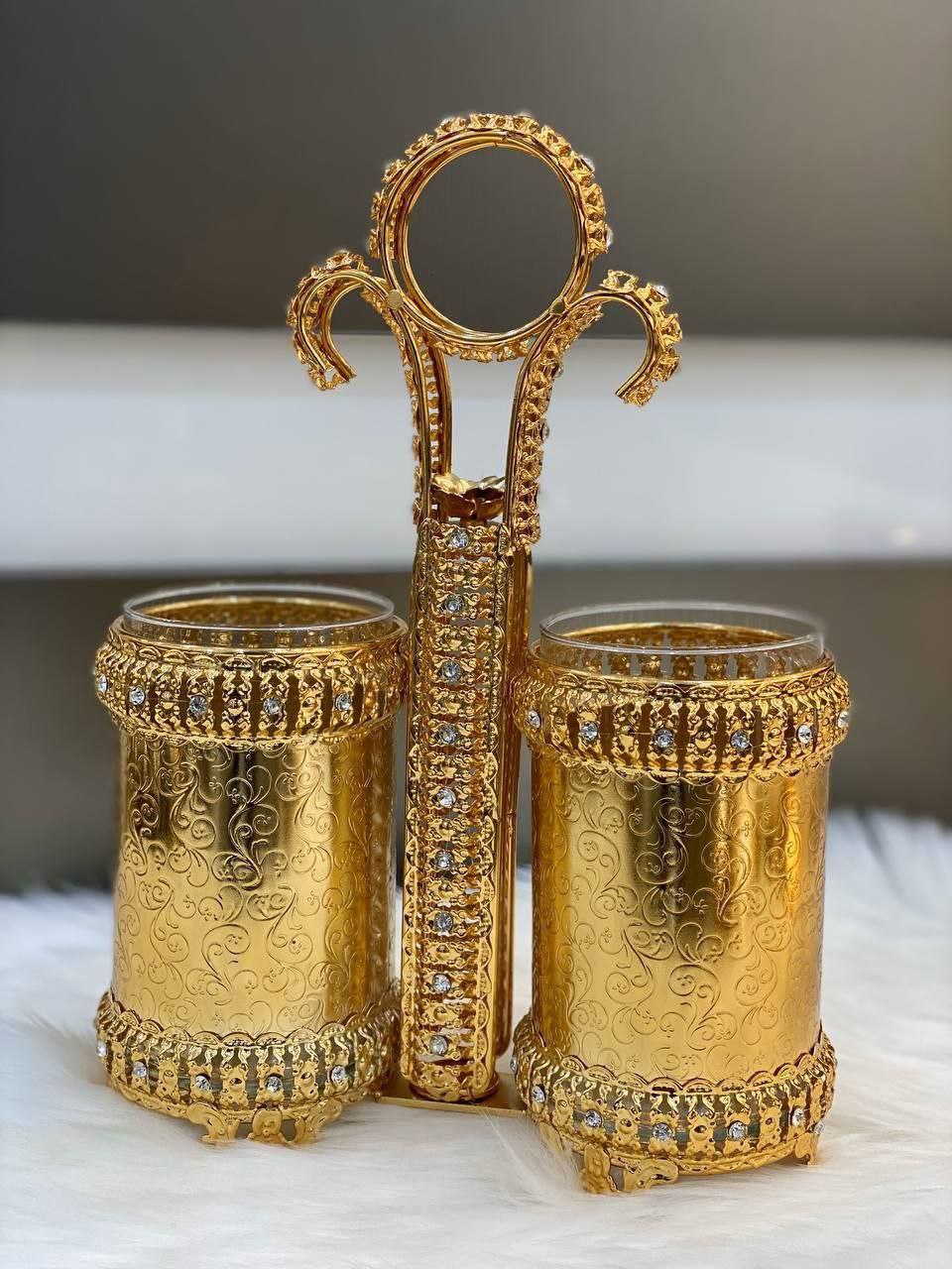 جا کاردو چنگال طلایی نگین کوب کد 1420