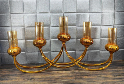 جاشمعی پنج شعله رومیزی طلایی کد6003