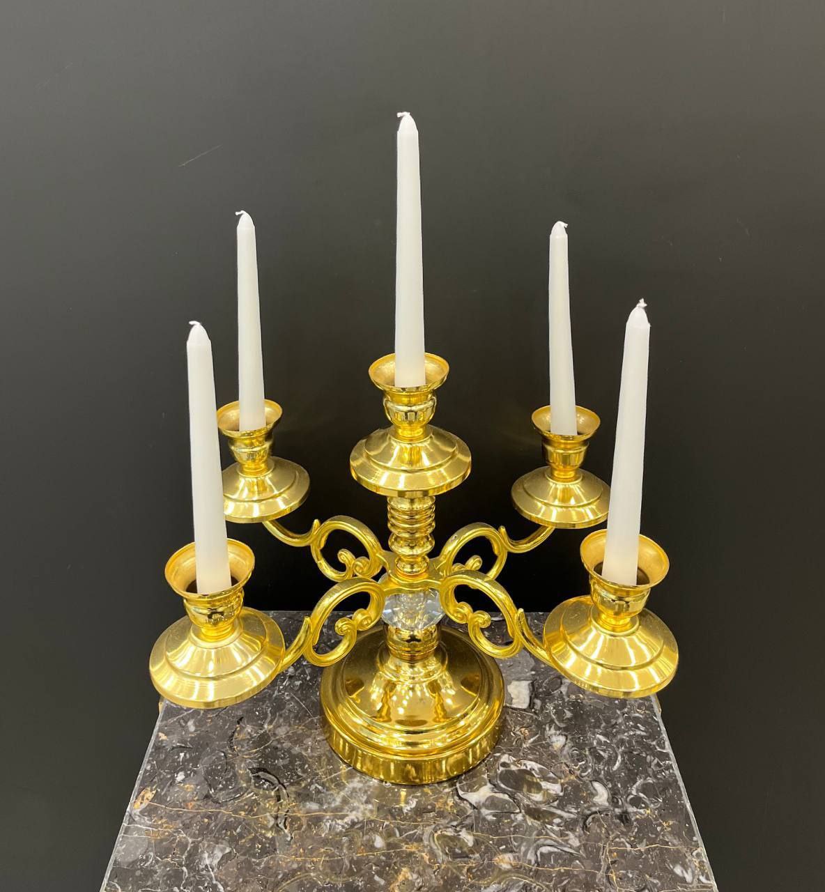 جاشمعی پنج شعله ژورنالی رومیزی طلایی کد11141
