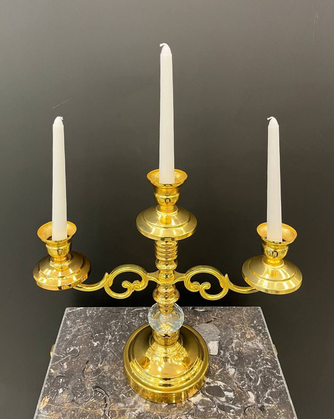 شمعدان رومیزی 3شعله طلایی کد11143
