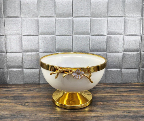 میوه خوری پایه دار فلزی طلایی کرم