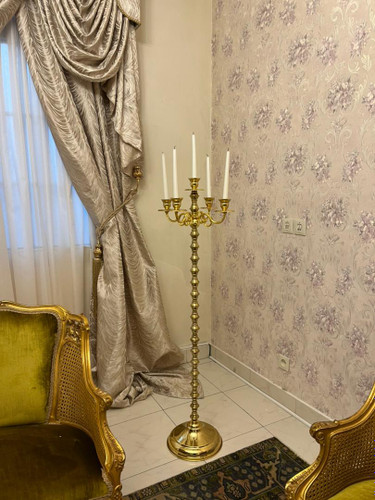 شمعدان کنارسالنی طلایی 5 شعله